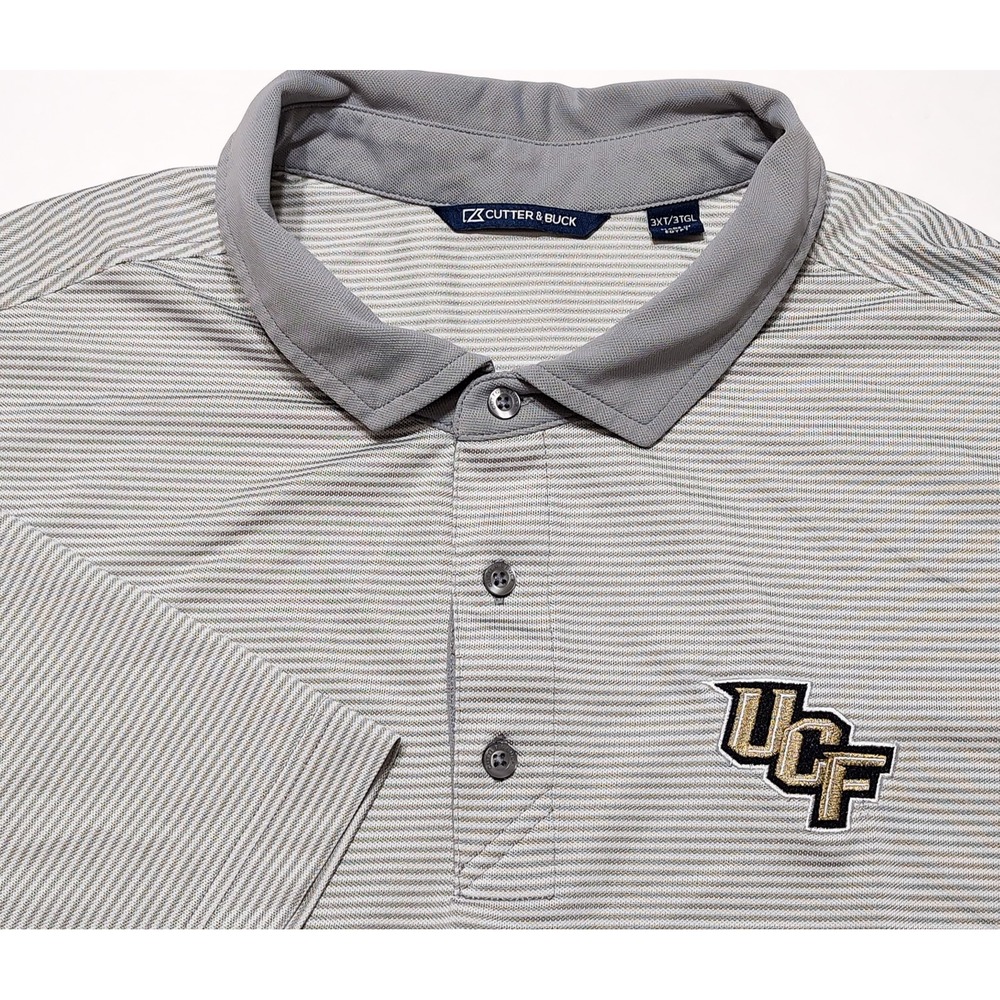CUTTER & BUCK UCF Knights Polo Shirt Men 3XLT Gray Striped 3XL Tall